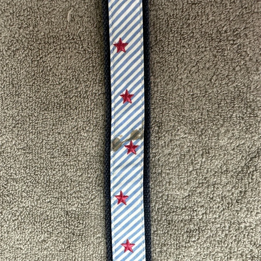Vineyard Vines Mens 36 Striped Canvas Leather Club Belt Blue VV-1A1016 Brass